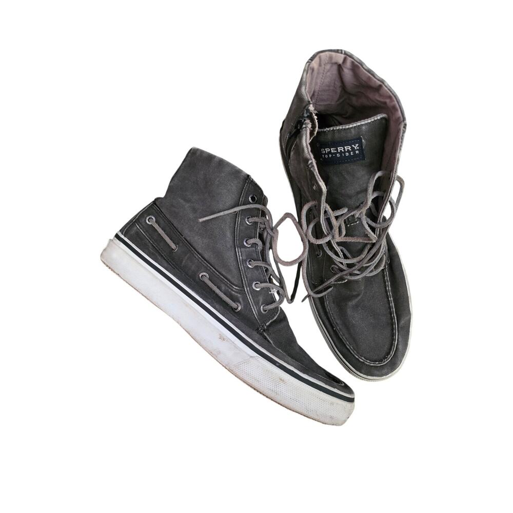 Sperry, gray, zip up canvas high top sneakers, men's 12‎ EUC